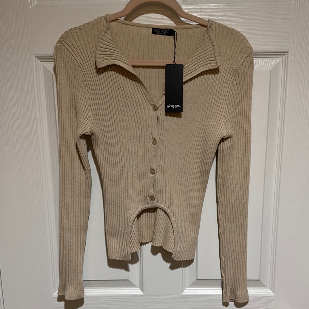 Nasty Gal Women's Cream Ribbed Sweater